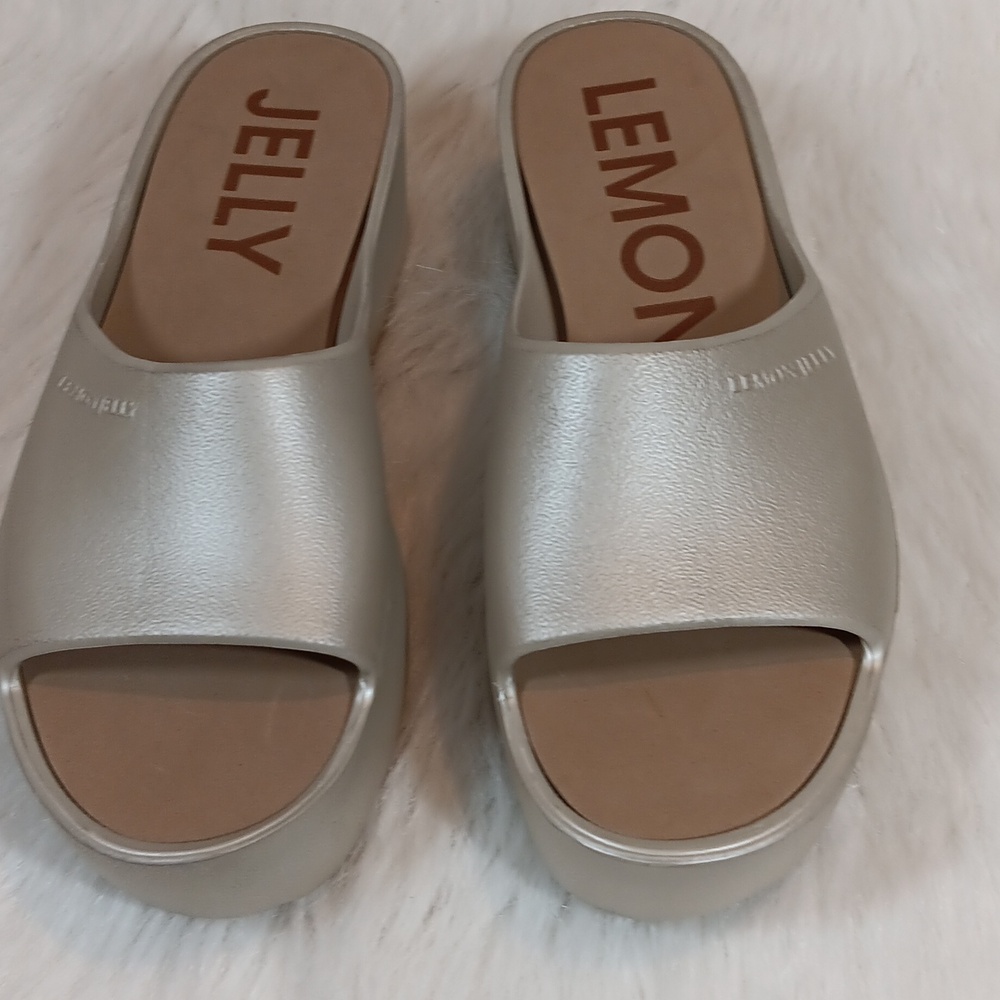 Lemon Jelly Women's Light Gray Slides  Sz 9.5
